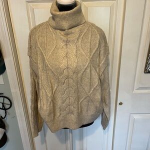 Elie Tahari Beige Cable Knit Turtleneck Sweater